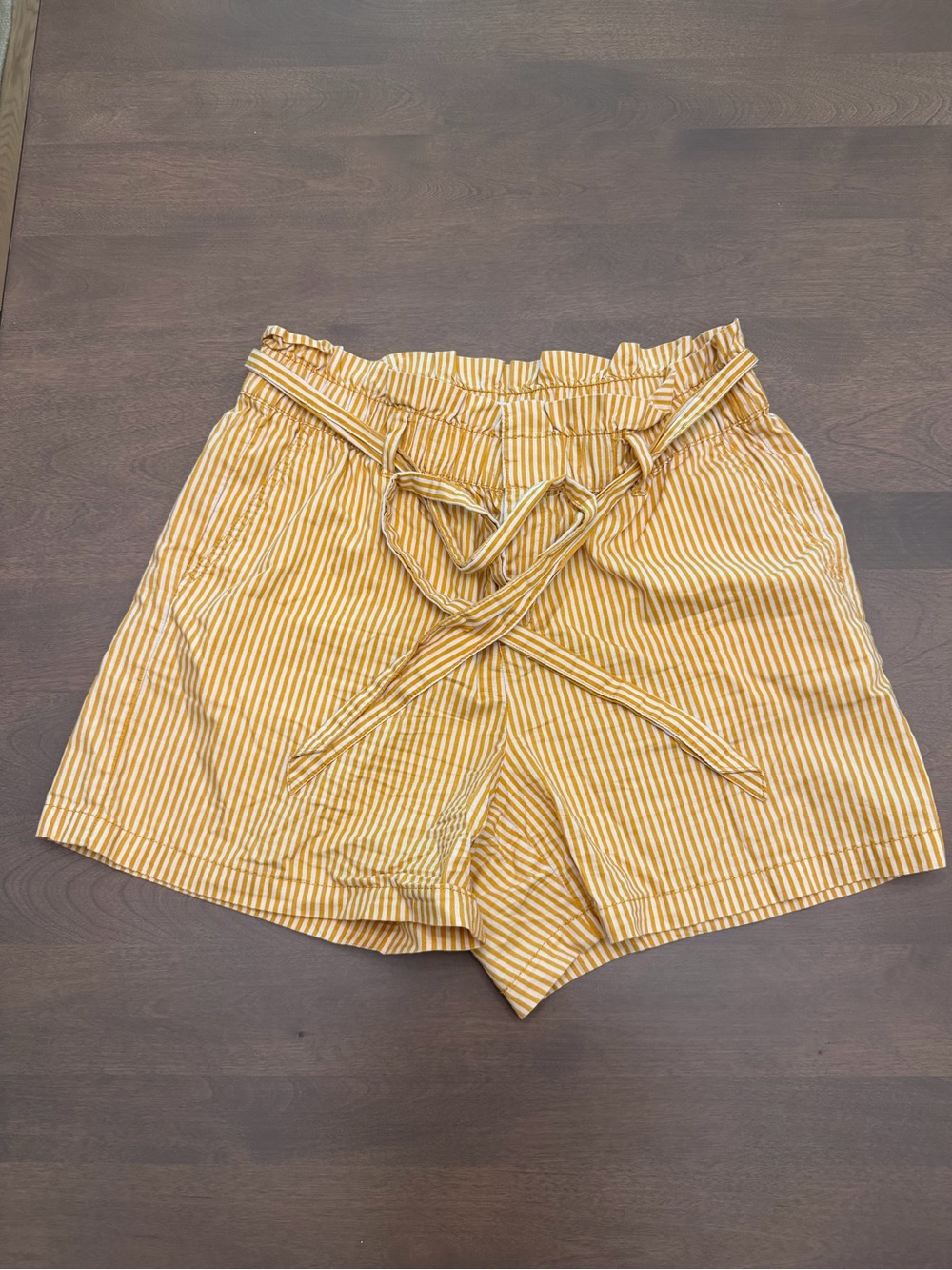 Liz Claiborne Mustard Yellow Striped Paperbag Shorts Size 10